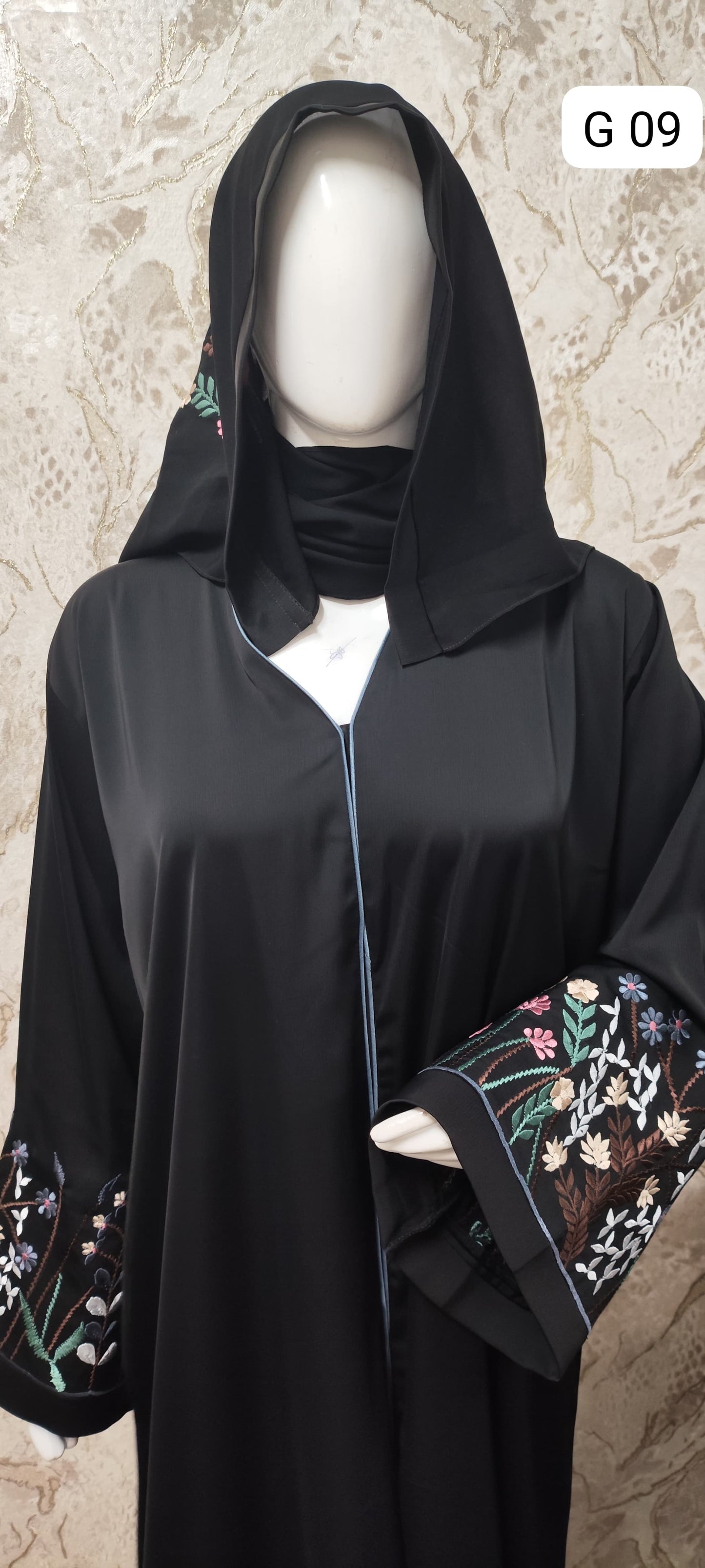 Elegant Black Abaya – Traditional and Modern Fusion G09