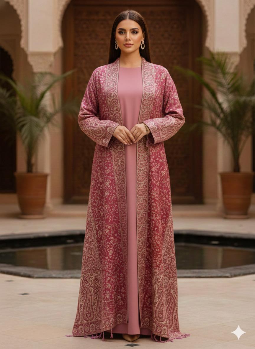 PASHMINA ABAYA BEAUTIFULL OUTER JACKET INNER PLAIN ABAYA