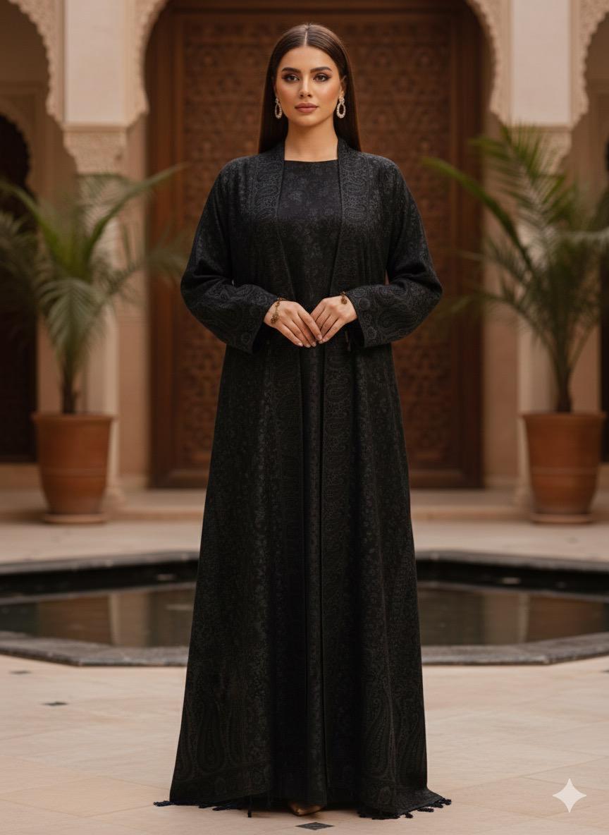 PASHMINA ABAYA BEAUTIFULL OUTER JACKET INNER PLAIN ABAYA