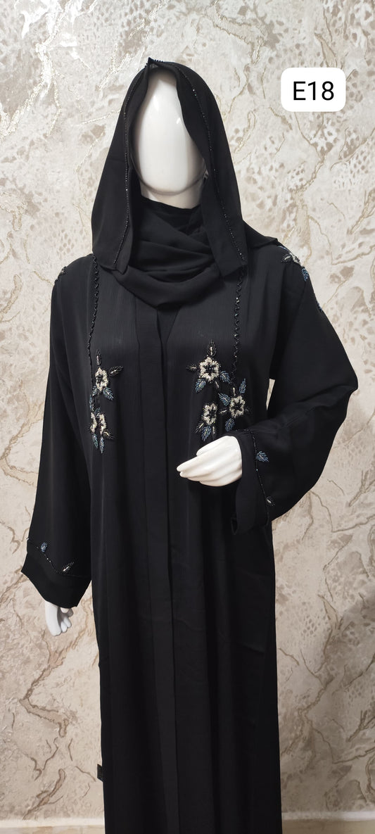 Elegant Black Abaya – Traditional and Modern Fusion E18