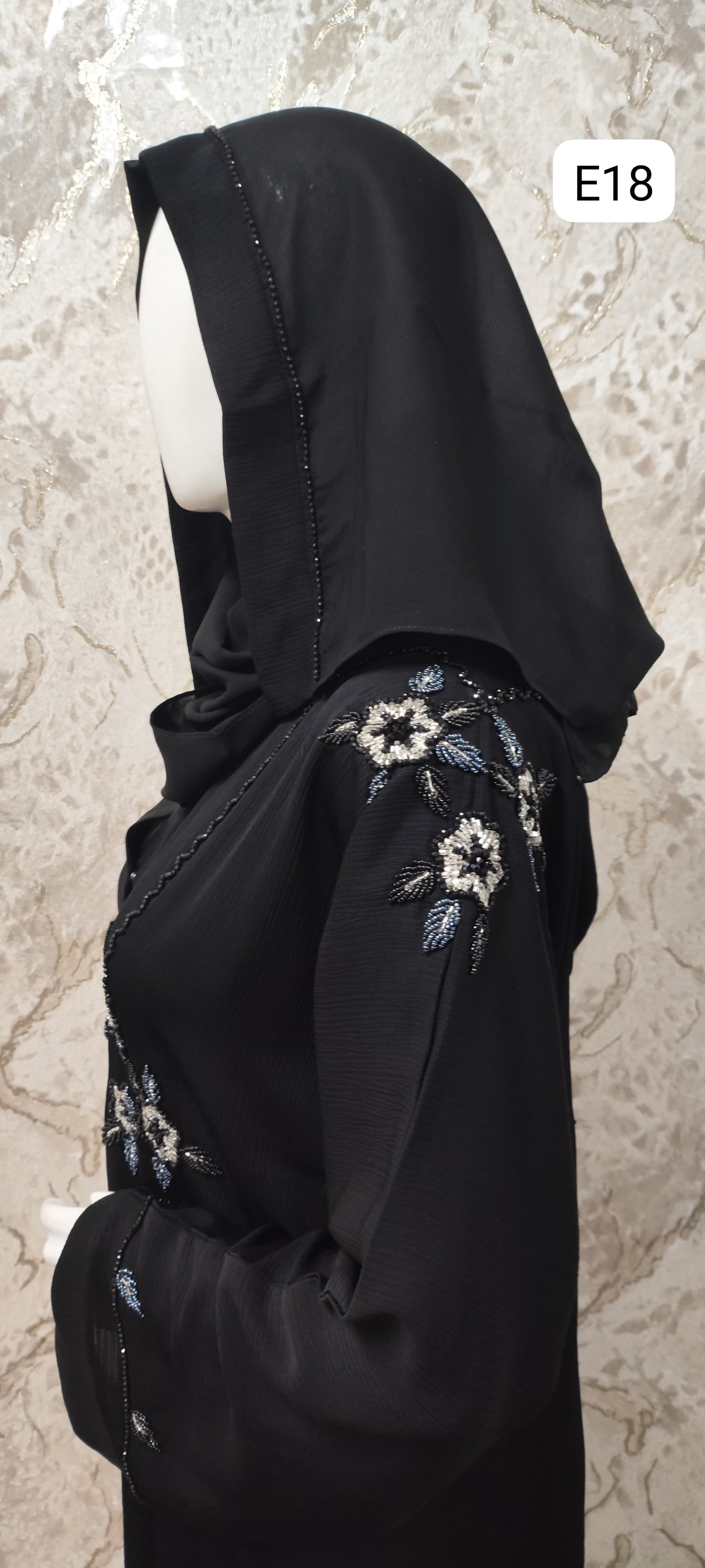 Elegant Black Abaya – Traditional and Modern Fusion E18