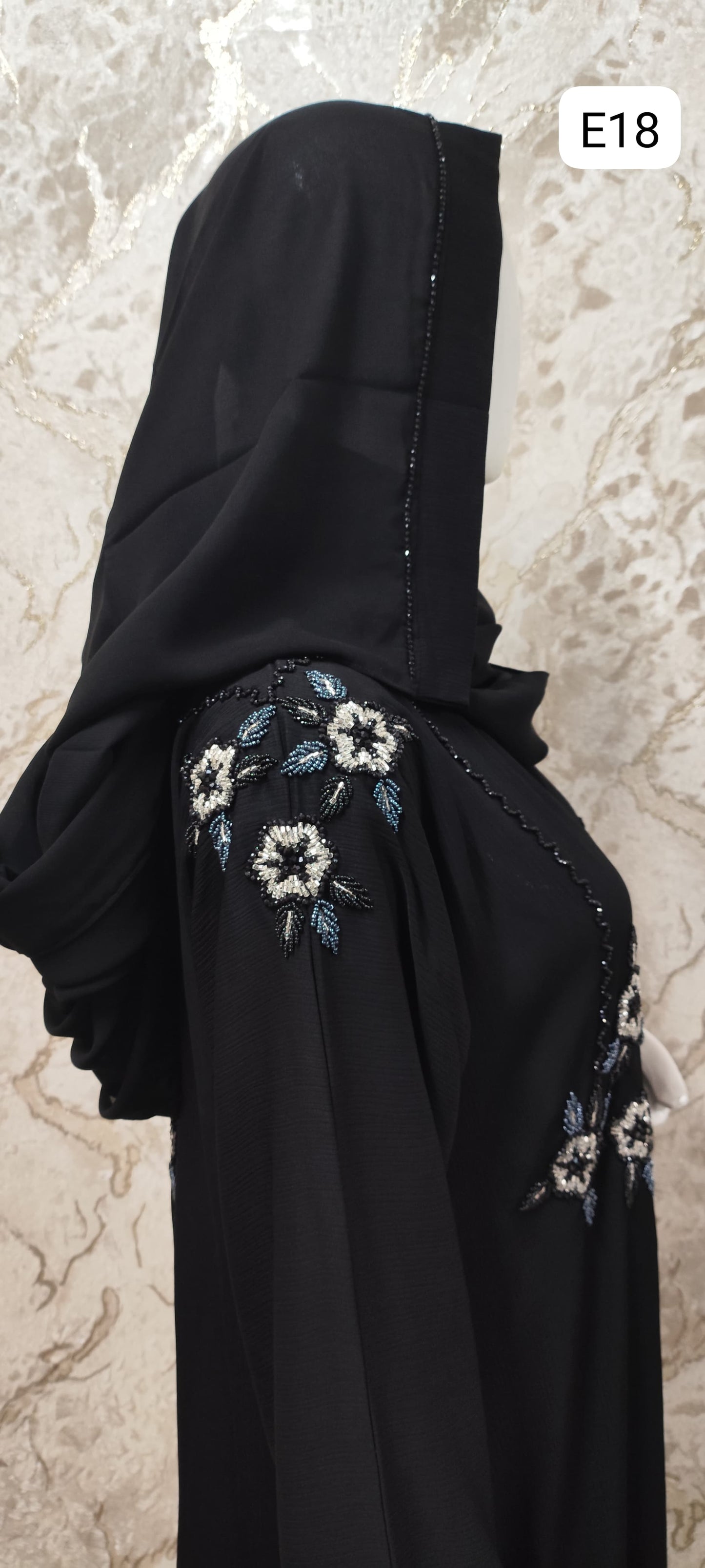 Elegant Black Abaya – Traditional and Modern Fusion E18