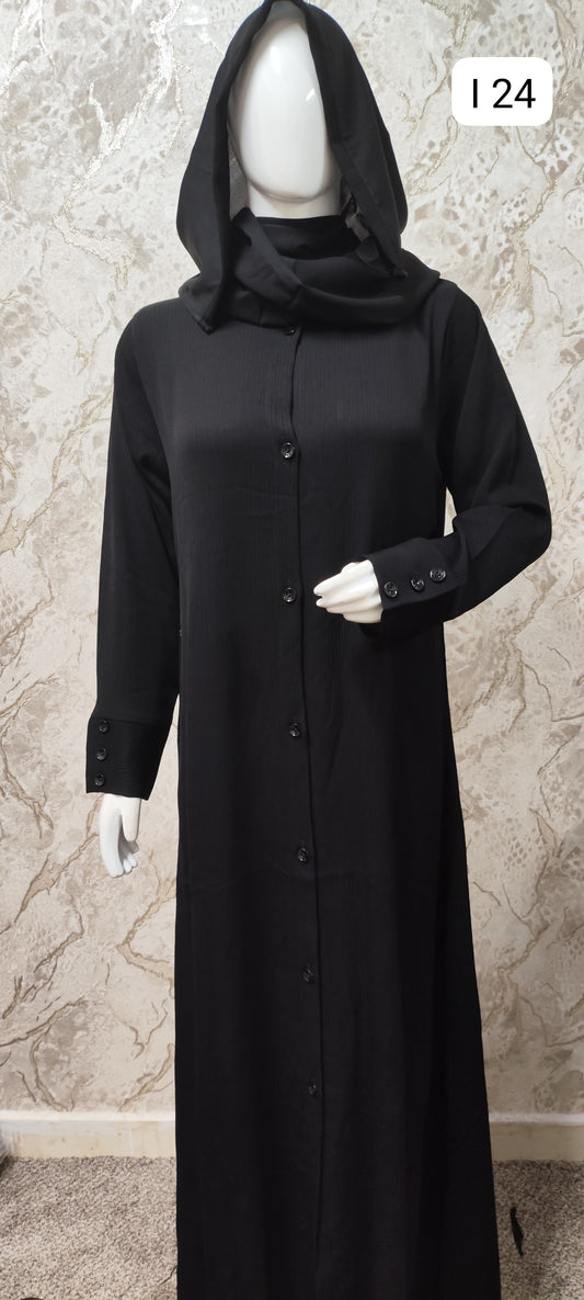 Elegant Black Abaya – Traditional and Modern Fusion I 24