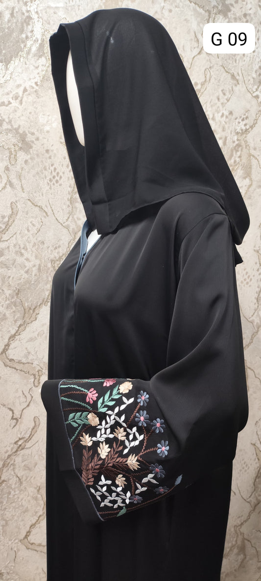 Elegant Black Abaya – Traditional and Modern Fusion G09