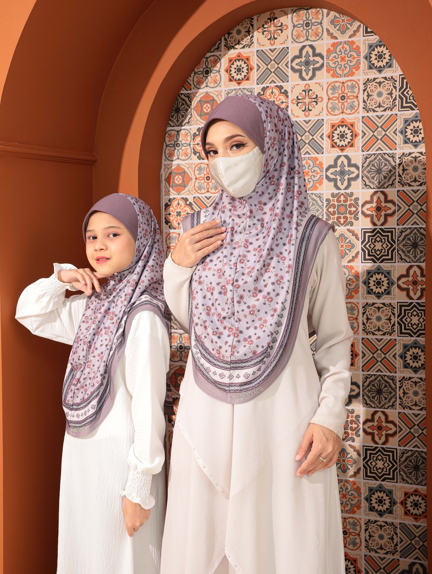 MOTHER  and DAUTHER  Digital printed hijab 2708