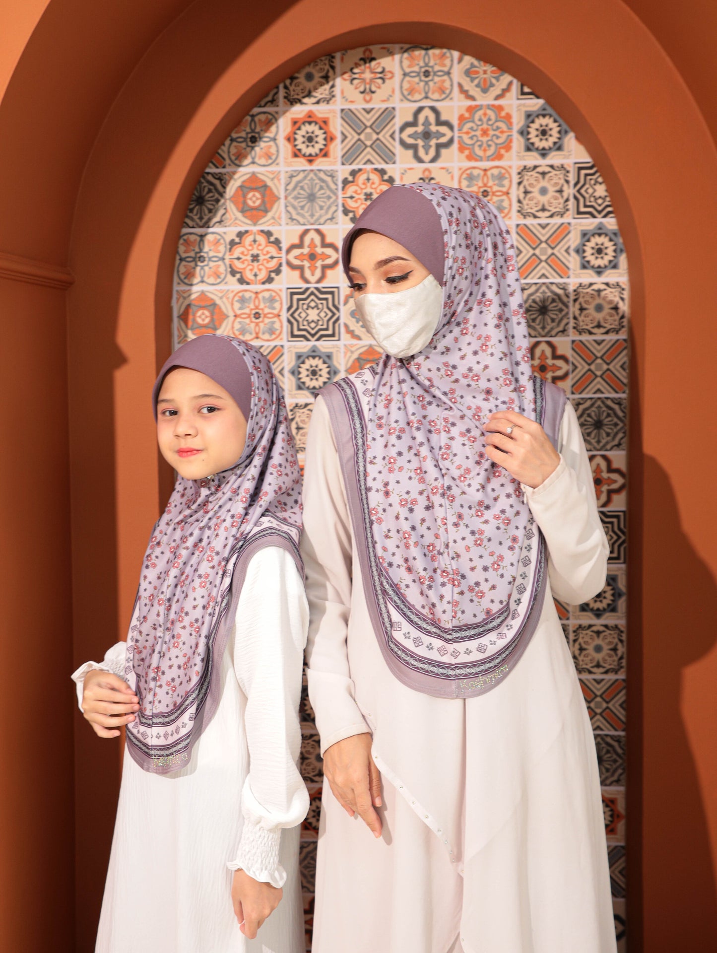 MOTHER  and DAUTHER  Digital printed hijab 2708