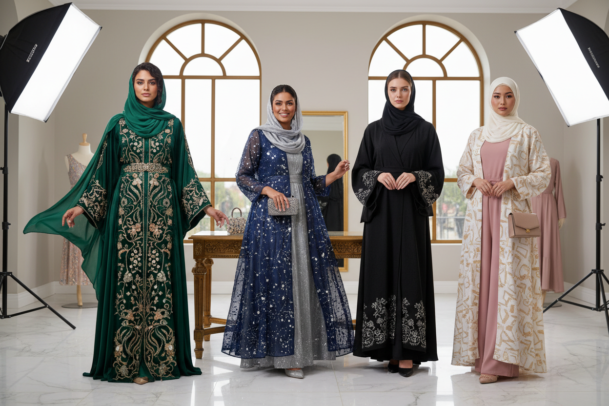 women-wearing-hijab-ayabaya-bukha-kaftan-court-with-unique-luxry-look-modesty-perimum-elegance   look-with-betufull-combinations-styeling-modrfn-with-haya-modest-women-primum-wear-abayas-like-court-party-wear-steling    milti model wearing real abayas and hijabs with diffternt verity on abayas 